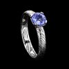 Solitaire en damas et Tanzanite | Bijoux damas - Pouillon (40)