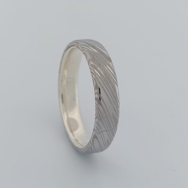 Alliance en damas et argent 5 mm