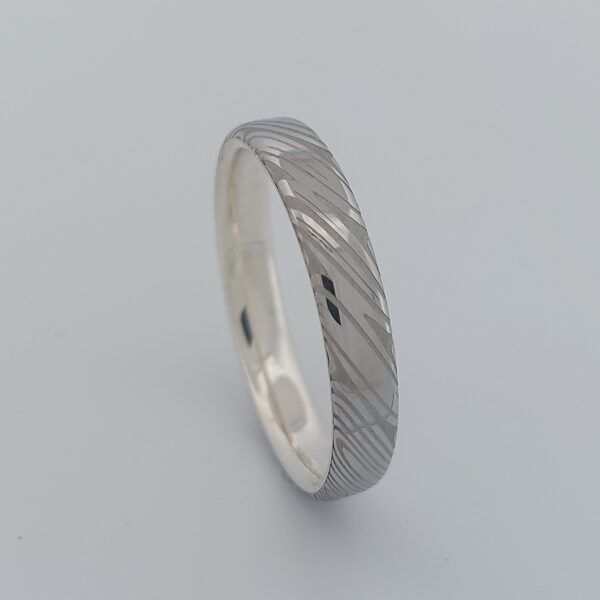 Alliance en damas et argent 4 mm