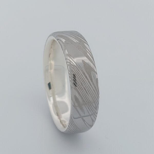 Alliance en damas et argent 6 mm
