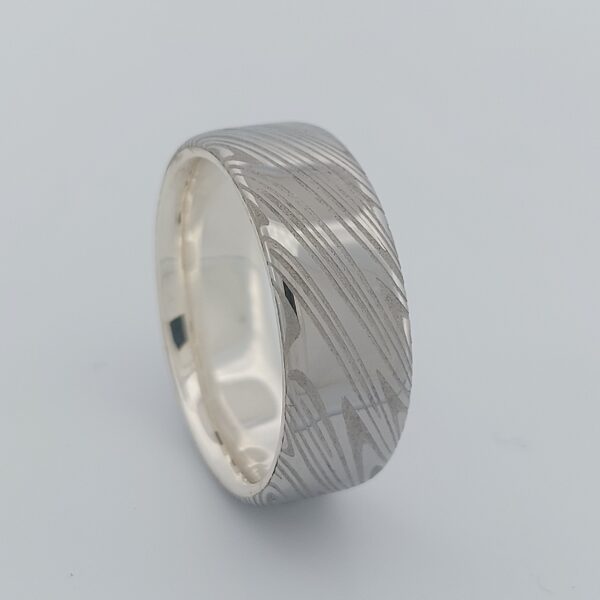 Alliance en damas et argent 8 mm