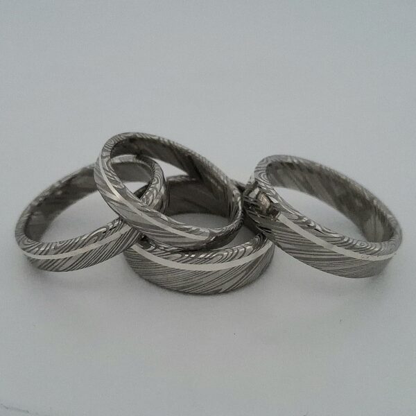 Alliance en acier de damas & fil en argent