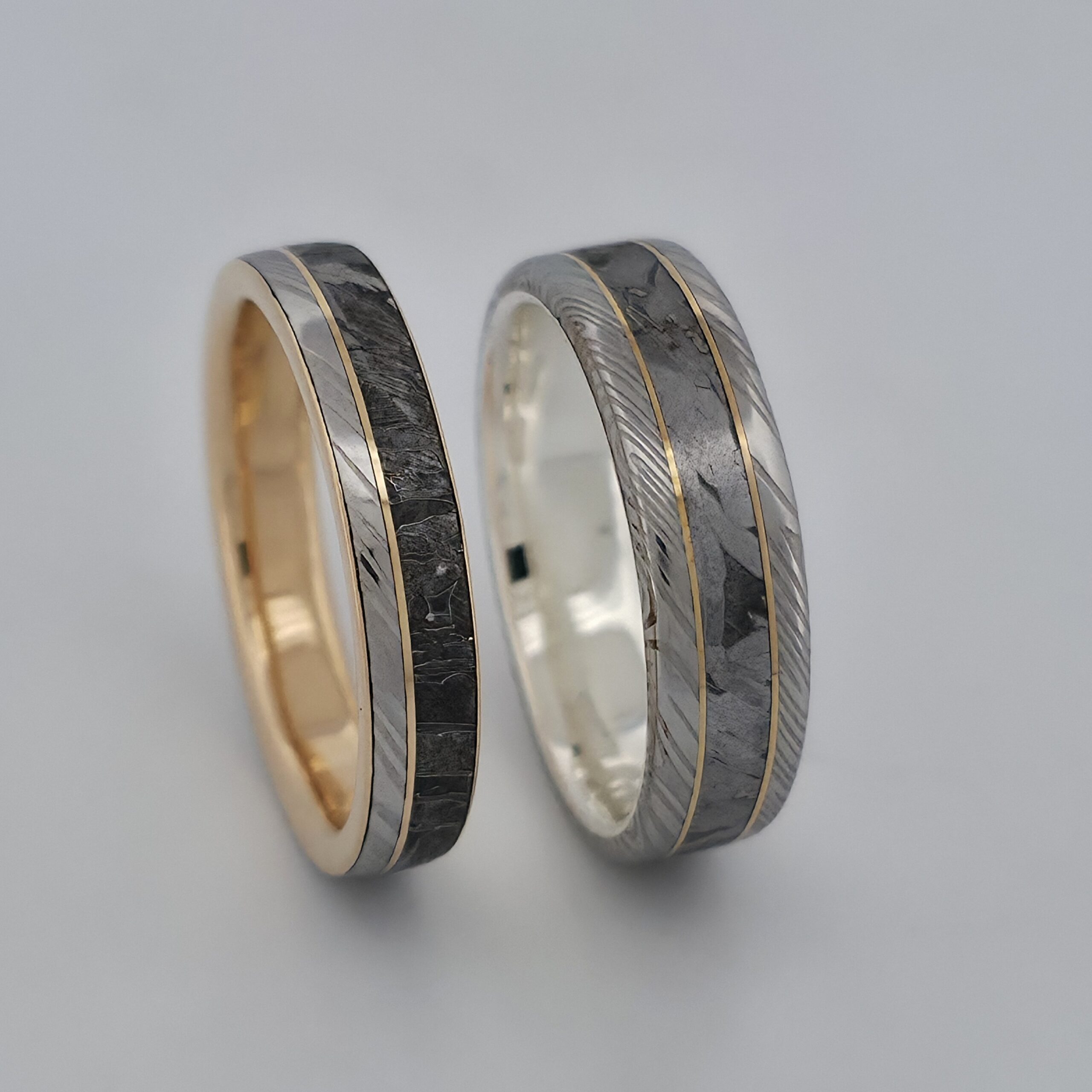 Bague en météorite et damas